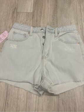 wild fable Light Wash High-Rise Denim Shorts with Button Fly